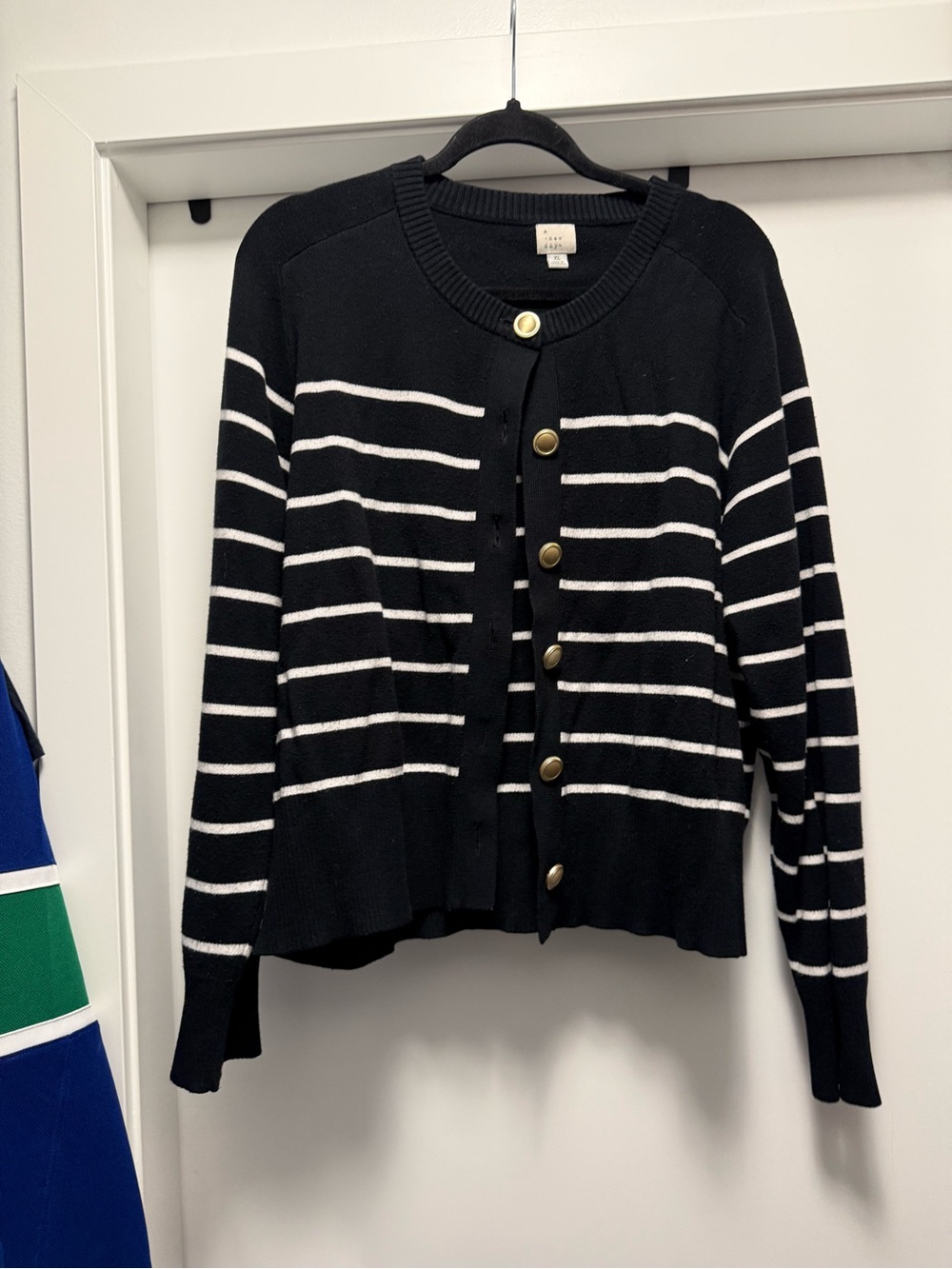 a new day Black and White Striped Button-Front Cardigan